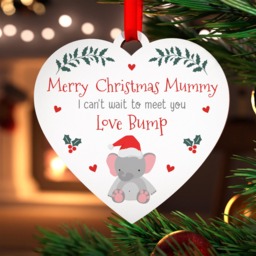Mummy To Be Christmas Gifts, Bumps First Decoration Ornament, Pregnancy Gift, Merry Love From Bump, With Red Bag - thumbnail 1