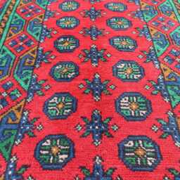 Afghan Bukhara Runner Rug, 2'7x9'6 Ft Multicolor Natural Veg Dyes Wool Plush Hand Knotted Turkmen Oriental Hallway - thumbnail 3