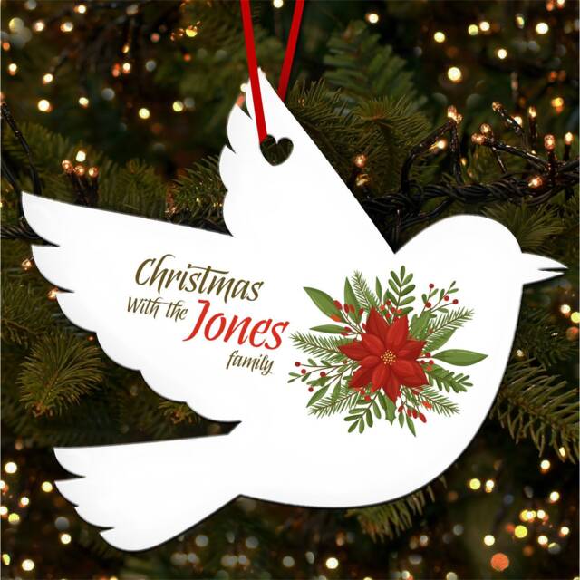 Winter Plants & Berries Robin Personalised Christmas Tree Ornament Decoration