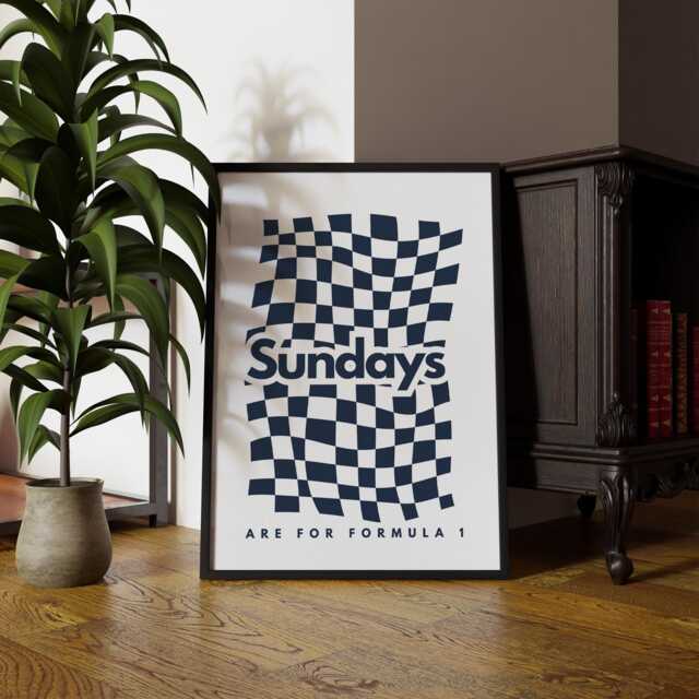 Sundays Are For Formula 1 - Checkered Poster F1 Poster, Fan Wall Art, Racing Print, Home Decor, Lover, Gift Him Or Her - image 1