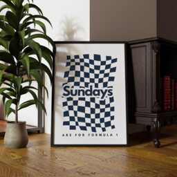Sundays Are For Formula 1 - Checkered Poster F1 Poster, Fan Wall Art, Racing Print, Home Decor, Lover, Gift Him Or Her - thumbnail 1