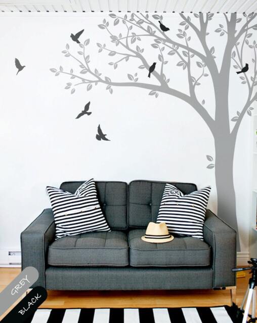 Large Tree Wall Decal - Nursery Decor, Leaves & Birds Vinyl Art - image 1
