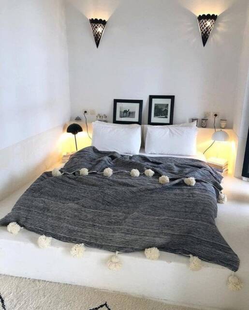 Handwoven Moroccan Wool Pom Blanket, Berber Decor - image 1