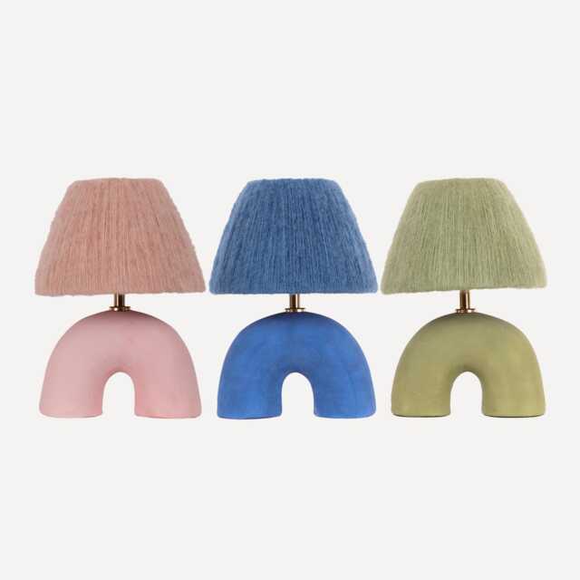 Handmade Ceramic Table Lamp Colourful Alpaca Silk Lampshade - image 1
