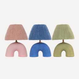 Handmade Ceramic Table Lamp Colourful Alpaca Silk Lampshade - thumbnail 1