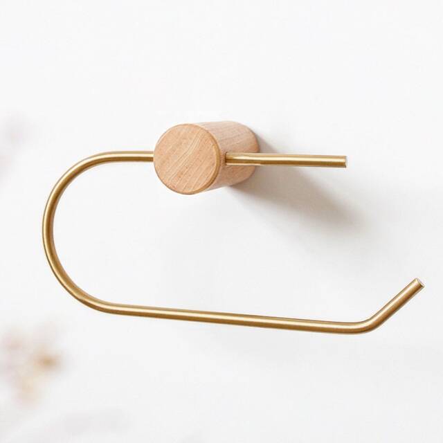Anaan Loft Toilet Roll Holder Wooden Towel Holder Paper Wall Mounted Or Self Adhesive With Suction Cup Hand Ring - image 1