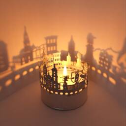 St. Gallen Skyline Shadow Play - Lantern Candle Attachment For Stunning Souvenir & Home Decor Swiss City Silhouette Projection