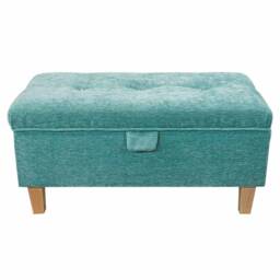 Handmade Velvet Storage Ottoman Manhattan Lagoon Marl Fabric - thumbnail 3