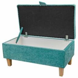 Handmade Velvet Storage Ottoman Manhattan Lagoon Marl Fabric - thumbnail 2