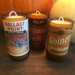 Beer Bottle Candle - Pumpkin Spice Scented Pumpkin, Halloween, Or Day Of The Dead Themed Bottles Soy Wax - thumbnail 2