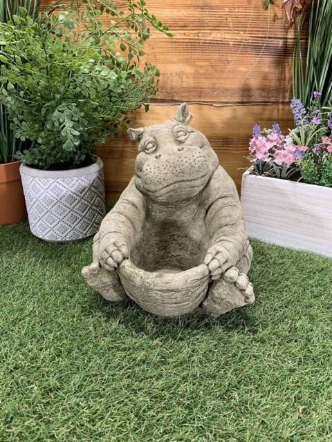 stone Garden Large Hippo Planter Plant Pot Ornament - image 1