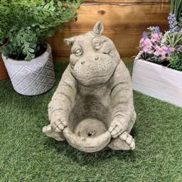stone Garden Large Hippo Planter Plant Pot Ornament - thumbnail 2