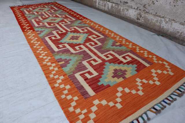2'7x8'2 Ft Maimana Afghan Chub Runner Rug, Stunning Handmade Kilim Flatweave Oriental Turkmen Hallway Rug - image 1