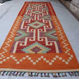 2'7x8'2 Ft Maimana Afghan Chub Runner Rug, Stunning Handmade Kilim Flatweave Oriental Turkmen Hallway Rug - thumbnail 2