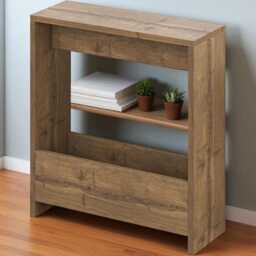 Side Table With Magazine Rack - Compact End For Living Room & Office, Dark Oak Effect - thumbnail 3