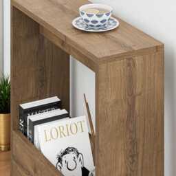 Side Table With Magazine Rack - Compact End For Living Room & Office, Dark Oak Effect - thumbnail 4