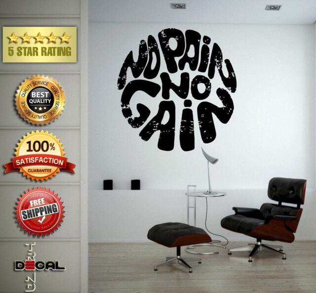 No Pain Gain Lifting Weights Training Gym Athletics Body Building Physical Education Gymnasium Wall Vinyl Sticker Mural Room Decor L1803 - image 1