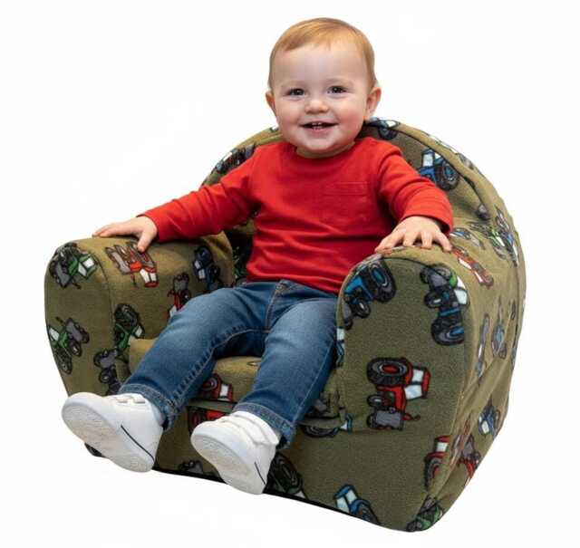 Foam Seat Children's Room Toddler Chair Kids Armchair Handmade Lightweight Playroom Deco, Tractor Design 2 Colour Limited Edition, Easy Wash - image 1