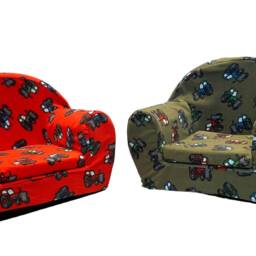 Foam Seat Children's Room Toddler Chair Kids Armchair Handmade Lightweight Playroom Deco, Tractor Design 2 Colour Limited Edition, Easy Wash - thumbnail 3