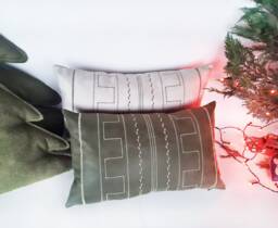 Embroidered Ethnic Lumbar Pillow Cover Soft Leather Look Fabric