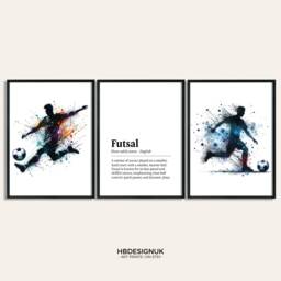 Futsal Poster Print - Set Of 3 Pictures - Soccer Watercolour Posters Indoor Football Gifts Definition Prints Wall Art - thumbnail 1