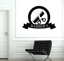 Wall Vinyl Decal Barber Shop Haircuts For Men Decoration Beauty Salon - #2678Dn - thumbnail 1