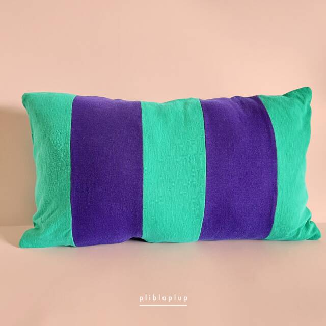 Patchwork Striped Pillowcase, Purple/Green - image 1