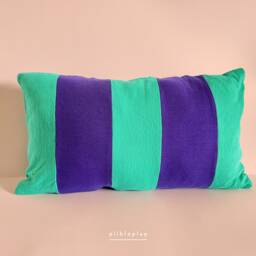 Patchwork Striped Pillowcase, Purple/Green - thumbnail 1
