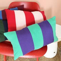 Patchwork Striped Pillowcase, Purple/Green - thumbnail 3