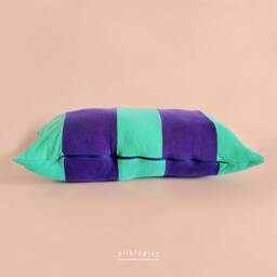 Patchwork Striped Pillowcase, Purple/Green - thumbnail 2