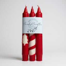 Christmas Red White Taper Candle Set, Candy Cane Tree Candles, Festive Dinner Table Decor, Secret Santa Giftfor Her, Scandinavian Holiday Decor - thumbnail 2