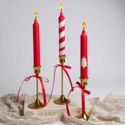 Christmas Red White Taper Candle Set, Candy Cane Tree Candles, Festive Dinner Table Decor, Secret Santa Giftfor Her, Scandinavian Holiday Decor - thumbnail 3
