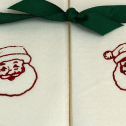 Embossed Santa Linen Guest Towels Christmas Holiday Decor - thumbnail 3