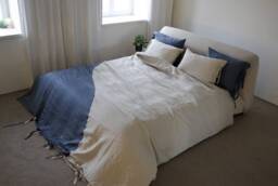 Natural Linen Bedding Set Blue & Duvet Cover + 2 Pillowcases - thumbnail 1
