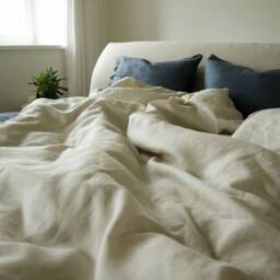 Natural Linen Bedding Set Blue & Duvet Cover + 2 Pillowcases - thumbnail 4