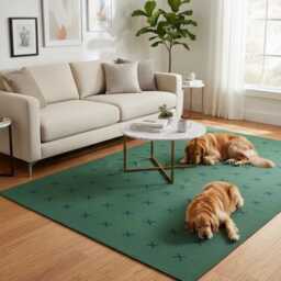 Handwoven Wool Kilim, Modern Minimalist Green Rug, Bedroom Carpet - thumbnail 3
