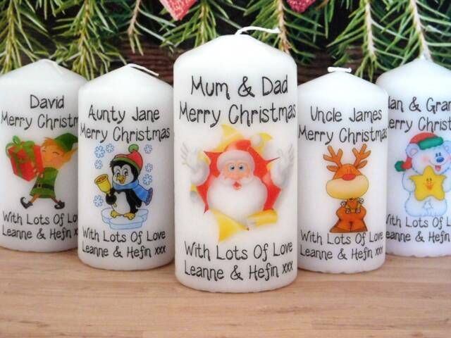 Personalised Christmas Candle - Teacher Gift, Cartoon Designs - image 1