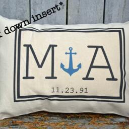 Cotton Anniversary, Personalized Couples Gift, Anchor Pillow, Couples Christmas, Boaters Engagement Gift - thumbnail 3