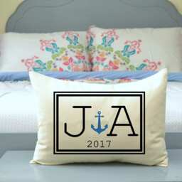Cotton Anniversary, Personalized Couples Gift, Anchor Pillow, Couples Christmas, Boaters Engagement Gift - thumbnail 2