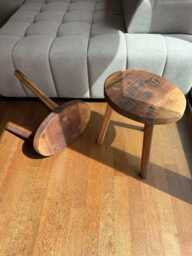Wooden Stool/Side Table Plant Stand Handcrafted Round Seating Made To Order Natural Wood Gift Idea - thumbnail 1