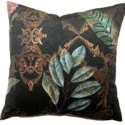 Baroque Cushion Cover Embossed Italian Velvet Fabric Leaf Bloom Pink Taupe Brown 16-24 - thumbnail 2