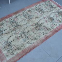 Anatolian Rugs, Turkish Rug, Vintage 3.3x6.5 Ft Accent Rugs For Kitchen, Beige Oriental Aztec Bedroom - thumbnail 2