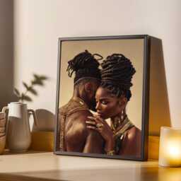 Afrocentric Couple Art Print Gold Jewelry, Modern Boho Decor - Poster Only - thumbnail 3
