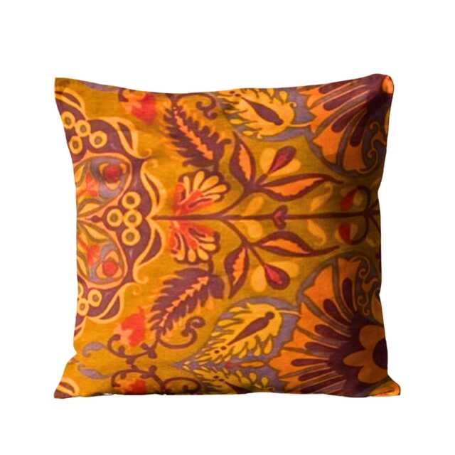 Mid-Century Modern Cotton Cushion Cover Orange Red Floral Throw Pillow - image 1