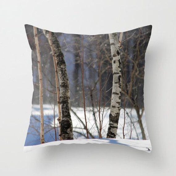 Birch Trees in Snow, Pillow Or Cover Home Decor, Winter Decor Interior Design, Brown, White, Winter, Nature, Snow, Country Living - image 1