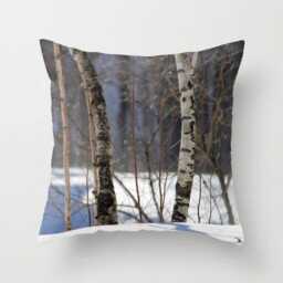 Birch Trees in Snow, Pillow Or Cover Home Decor, Winter Decor Interior Design, Brown, White, Winter, Nature, Snow, Country Living
