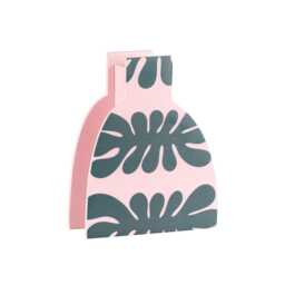 Pink Wooden Vase With Monstera Pattern, Modern Dopamine Decor, Funky Home Accent, Unique Handcrafted Gift, Party Gift For The Hostess - thumbnail 3