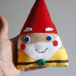 Handmade, Happy, Harold, The Yellow, Gnome, Large, Fabric, Hanging, Ornament, With Bell, Decoration, Christmas, Tree, Display, Mantel, Gift - thumbnail 4