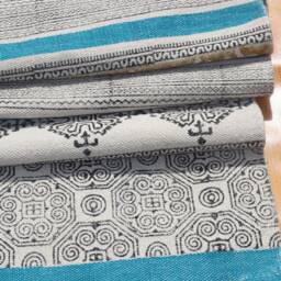 Hand Block Printed Cotton Rug Bohemian Hallway Kilim Design - thumbnail 3