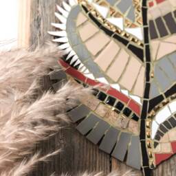 Feather Wall Art, Custom Made Mosaic On Wood, Art Set, Painting, Mosaic Mosaic, Wood - thumbnail 4